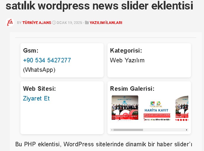 Satılık  wordpress İlan eklentisi